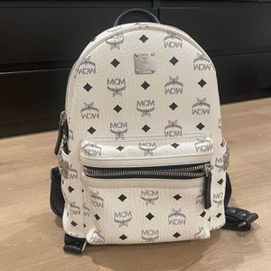 White and black MCM backpack